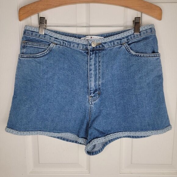 Tommy Hilfiger vintage embroidered denim jean shorts 12 - Picture 1 of 6